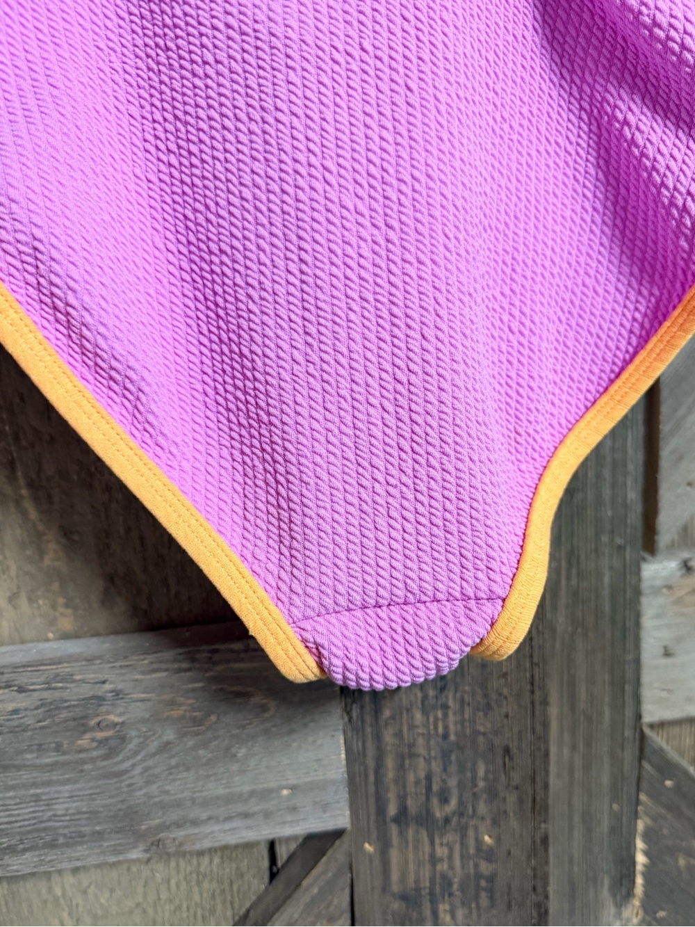 Colorblock Cutout One-Piece Swimsuit - Purple with Peach Trim - Picture 3 of 6